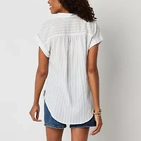 a.n.a Soft Drape Womens Short Sleeve Blouse