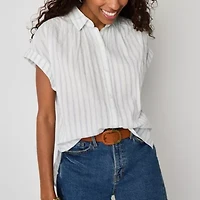 a.n.a Soft Drape Womens Short Sleeve Blouse