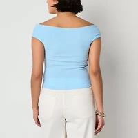 a.n.a Off The Shoulder Womens V Neck T-Shirt