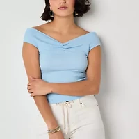 a.n.a Off The Shoulder Womens V Neck T-Shirt