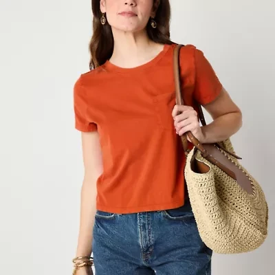 a.n.a Womens Crew Neck Short Sleeve Pocket T-Shirt