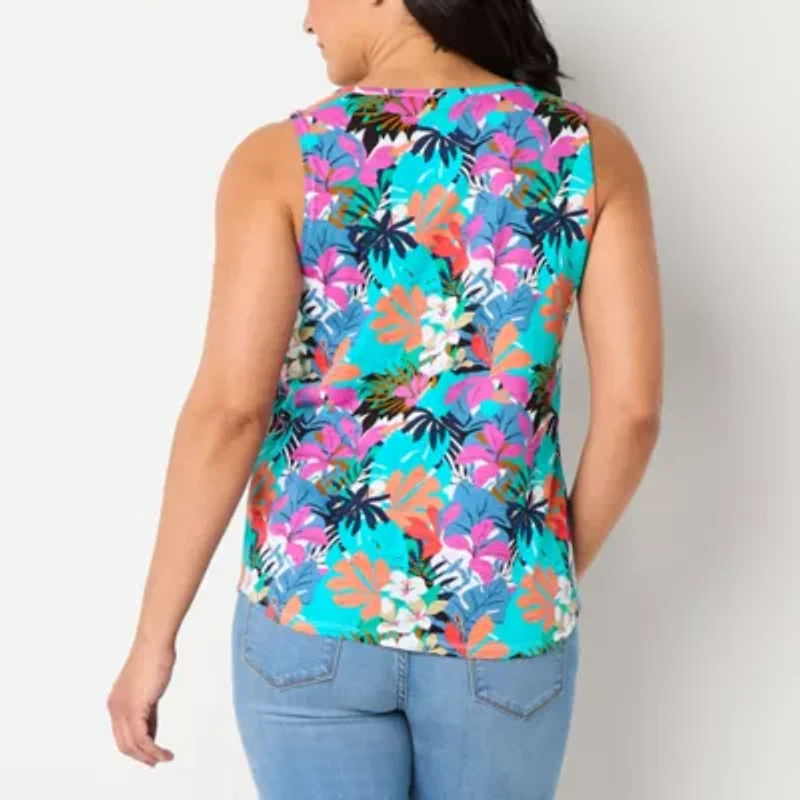 St. John's Bay Womens Keyhole Neck Sleeveless Tank Top