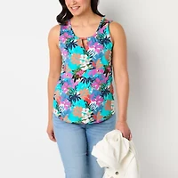 St. John's Bay Womens Keyhole Neck Sleeveless Tank Top