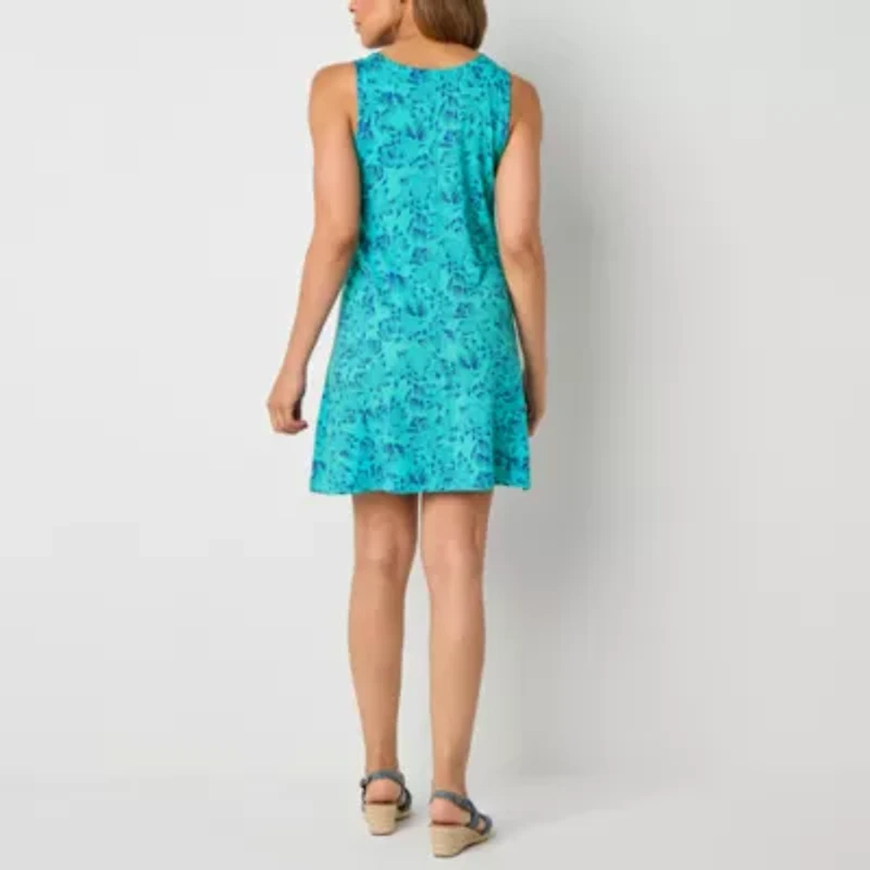 St. John's Bay Womens Sleeveless Floral Midi Swing Dresses