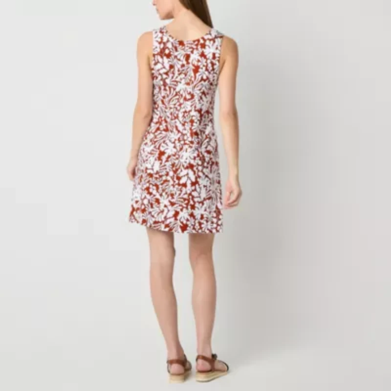 St. John's Bay Womens Sleeveless Floral Midi Swing Dresses