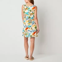 St. John's Bay Womens Sleeveless Floral Midi Swing Dresses