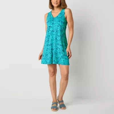 St. John's Bay Womens Sleeveless Floral Midi Swing Dresses