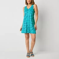 St. John's Bay Womens Sleeveless Floral Midi Swing Dresses