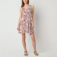 St. John's Bay Womens Sleeveless Floral Midi Swing Dresses