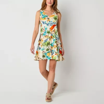 St. John's Bay Womens Sleeveless Floral Midi Swing Dresses