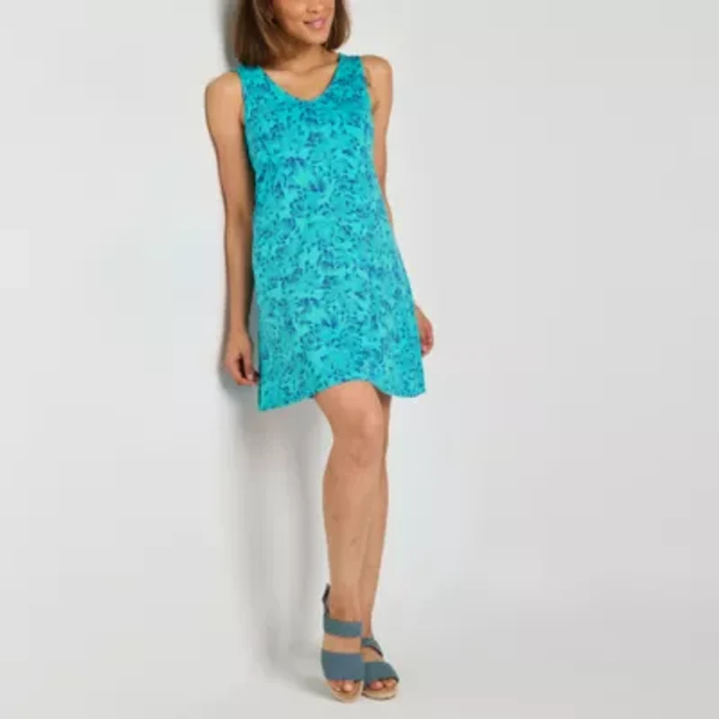 St. John's Bay Womens Sleeveless Floral Midi Swing Dresses