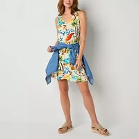 St. John's Bay Womens Sleeveless Floral Midi Swing Dresses