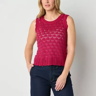 Liz Claiborne Womens Crew Neck Sleeveless Tank Top