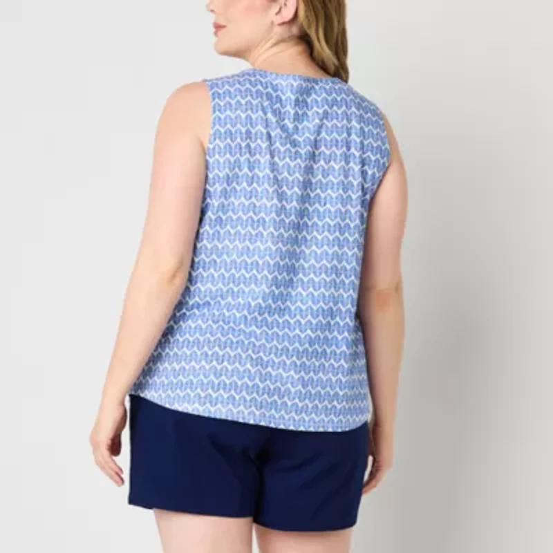 St. John's Bay Womens Plus Keyhole Neck Sleeveless Tank Top
