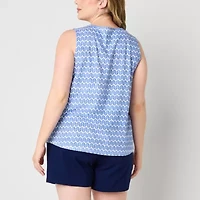 St. John's Bay Womens Plus Keyhole Neck Sleeveless Tank Top