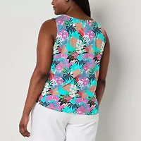 St. John's Bay Womens Plus Keyhole Neck Sleeveless Tank Top
