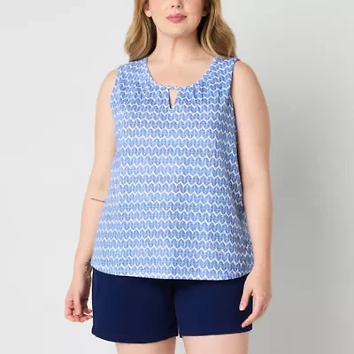 St. John's Bay Womens Keyhole Neck Sleeveless Plus Tank Top