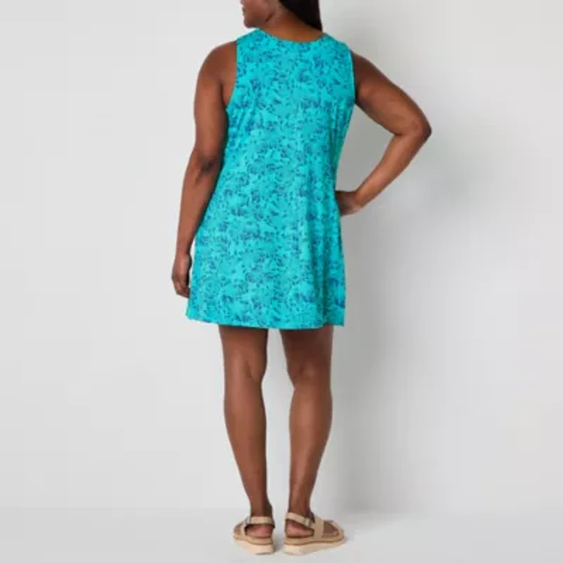 St. John's Bay Womens Sleeveless Midi Swing Dresses Plus