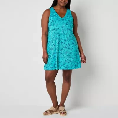 St. John's Bay Womens Sleeveless Midi Swing Dresses Plus