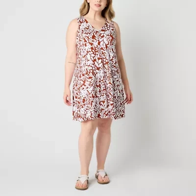 St. John's Bay Womens Plus Sleeveless Midi Swing Dresses