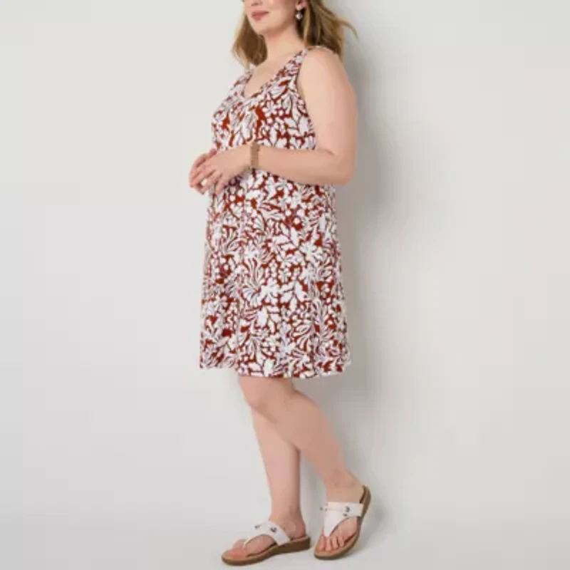 St. John's Bay Womens Plus Sleeveless Midi Swing Dresses