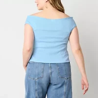 a.n.a Off The Shoulder Womens V Neck Plus T-Shirt