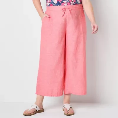 Liz Claiborne Womens Wide Leg Mid Rise Plus Pull-On Pant