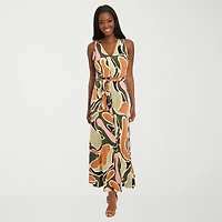 London Style Womens V Neck Sleeveless Maxi Dress