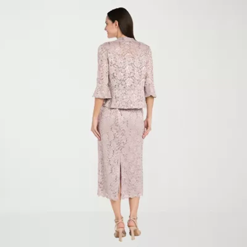 R & M Richards Womens Midi Jacket Dress