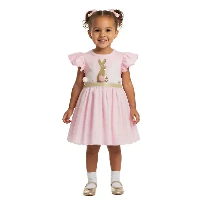 Bonnie Jean Toddler Girls Easter Short Sleeve Flutter A-Line Dress