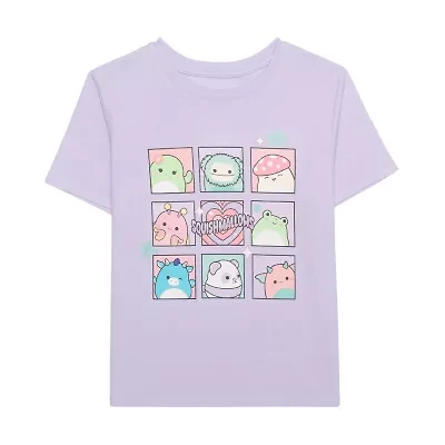Little & Big Kid Girls Crew Neck Short Sleeve Regular Fit Squishmallows Graphic T-Shirt
