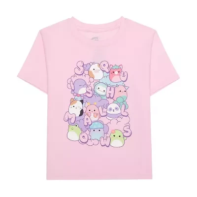 Little & Big Kid Girls Crew Neck Short Sleeve Regular Fit Squishmallows Graphic T-Shirt