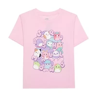 Little & Big Kid Girls Crew Neck Short Sleeve Regular Fit Squishmallows Graphic T-Shirt