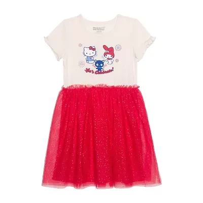Little & Big Kid Girls Short Sleeve Hello Kitty A-Line Dress