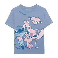 Disney Collection Girls Crew Neck Short Sleeve Stitch T-Shirt