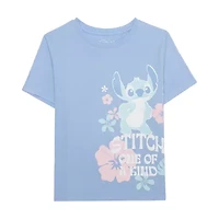 Disney Collection Girls Crew Neck Short Sleeve Stitch T-Shirt