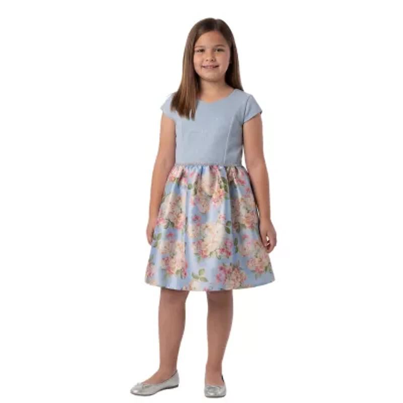 Bonnie Jean Big Kid Girls Plus Short Sleeve Cap Fit + Flare Dress