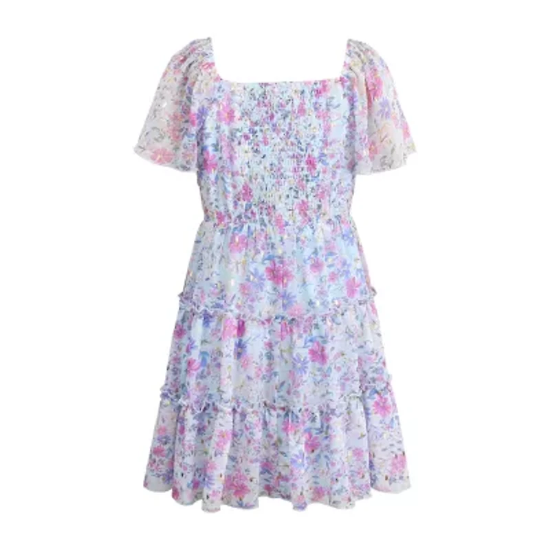 Lilt Big Kid Girls Short Sleeve A-Line Dress