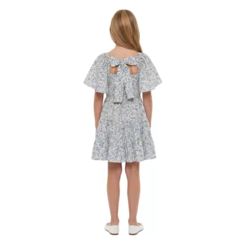 Bonnie Jean Big Kid Girls Short Sleeve Flutter A-Line Dress