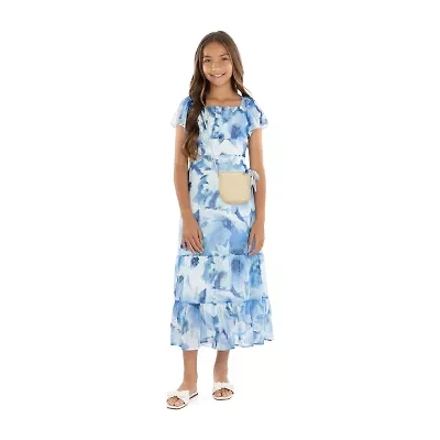 Speechless Big Kid Girls Flutter Floral Maxi Dress