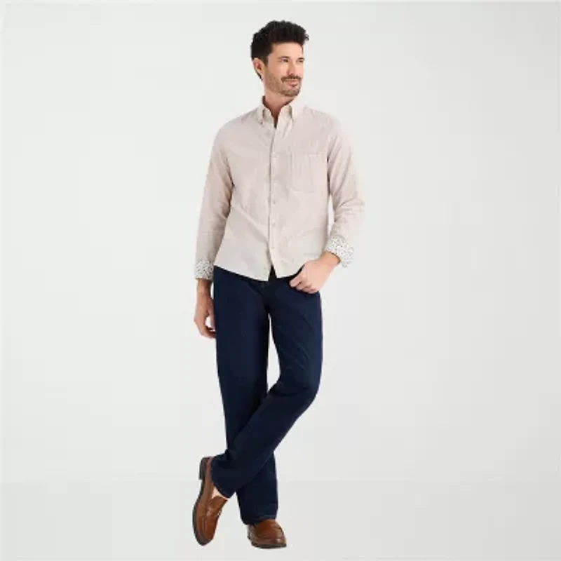 Stafford Chambray Mens Long Sleeve Regular Fit Button-Down Shirt