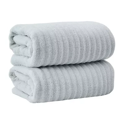 Linery Solid Cotton Ribbed Textured 2-pc. Bath Sheet