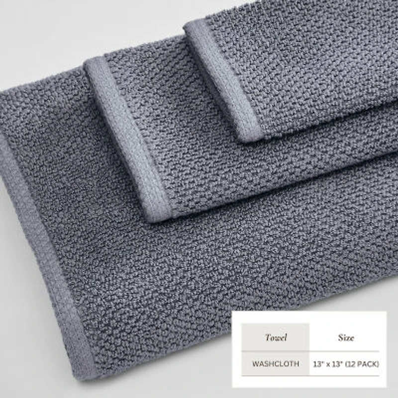 Linery Solid Cotton Textured Quick Dry Washcloth