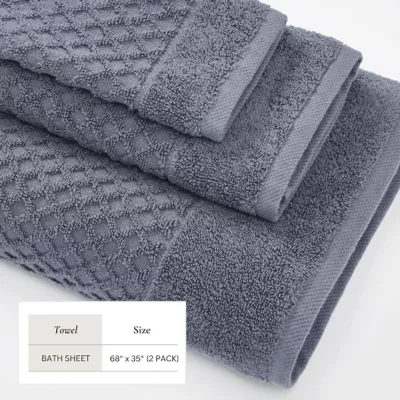 Linery Solid Cotton Textured Bath Sheet