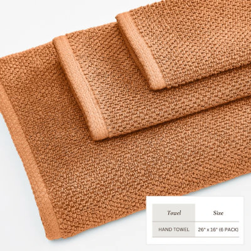 Linery Cotton Quick-Dry Loop Textured 6 Pc Hand Towels