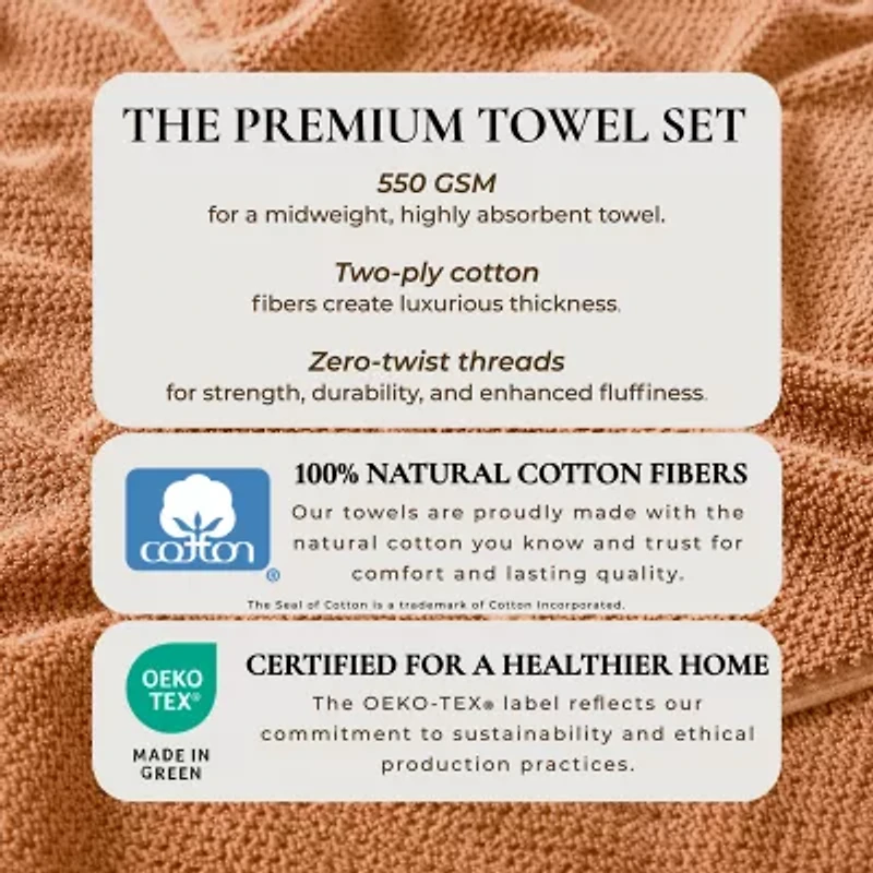 Linery Cotton Quick-Dry Loop Textured 6 Pc Hand Towels