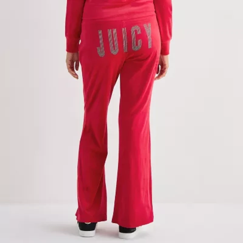 Juicy By Couture Womens Juniors Flare Mid Rise Track Pant