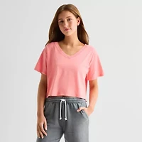 Arizona Womens Juniors V Neck Short Sleeve T-Shirt