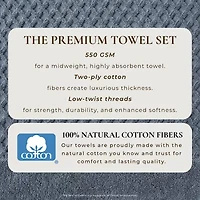 Linery Cotton Quick-Dry Textured 6 Pc Towel Set