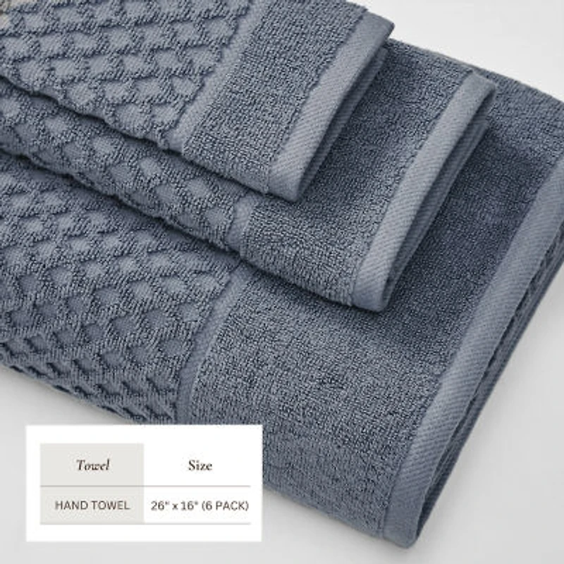 Linery Cotton Quick-Dry Textured 6 Pc Hand Towels